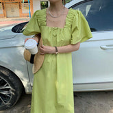 Short Puff Sleeve Elegant Summer Dress